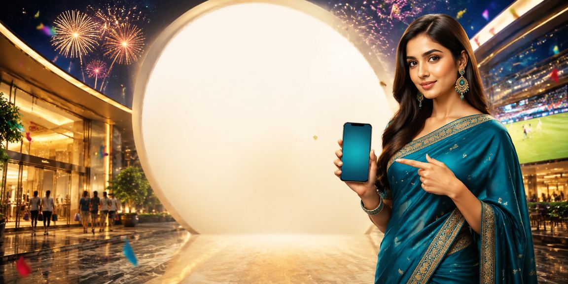 Indian player enjoying Rummy in traditional saree